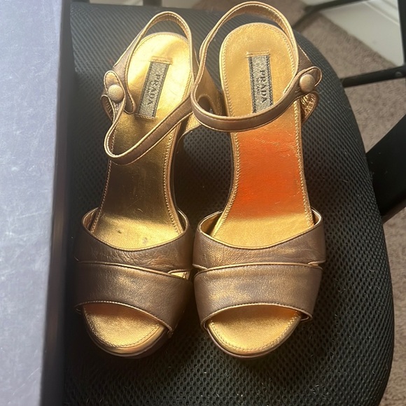 Prada copper sling back wedges. - Picture 6 of 7